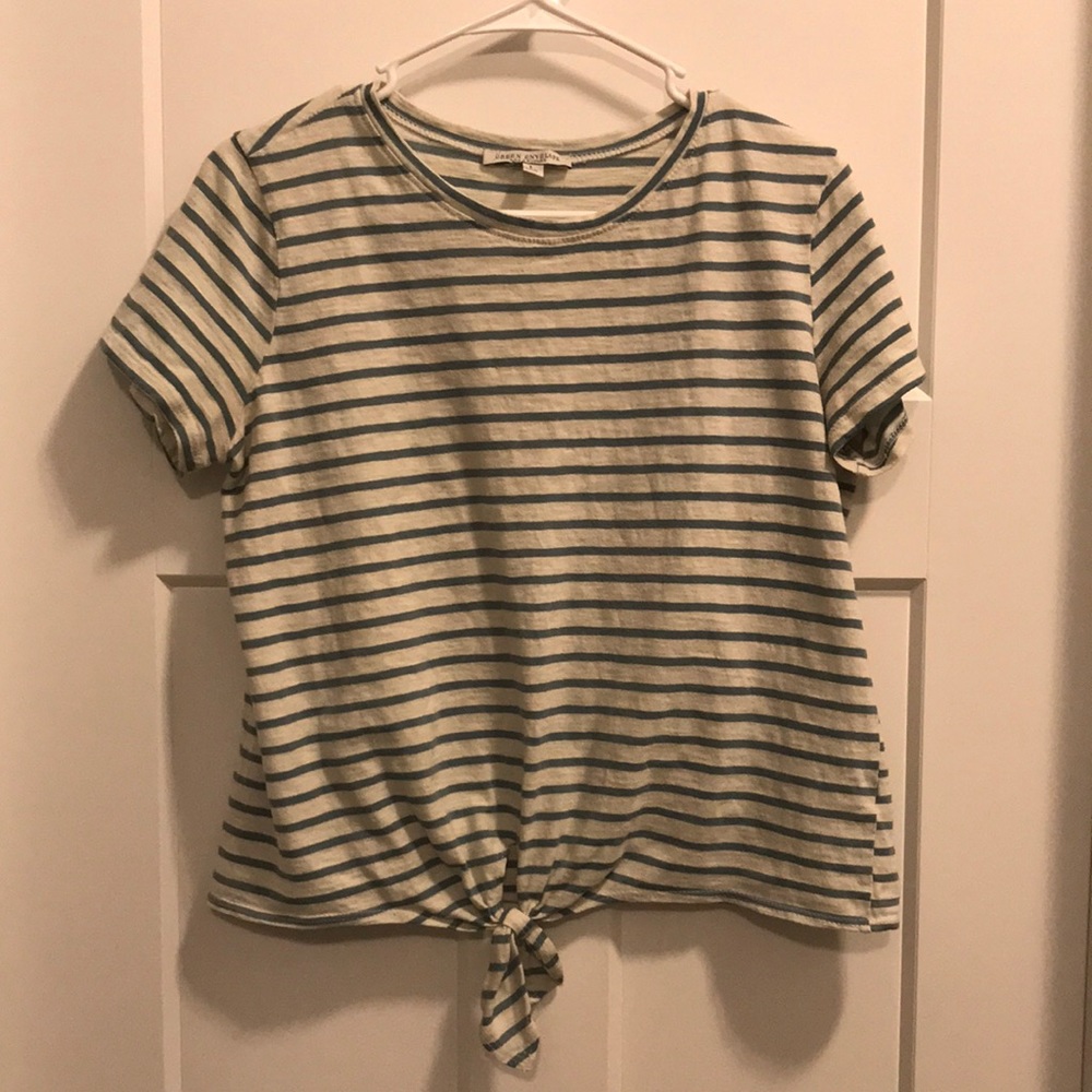 Green Envelope Striped Tee